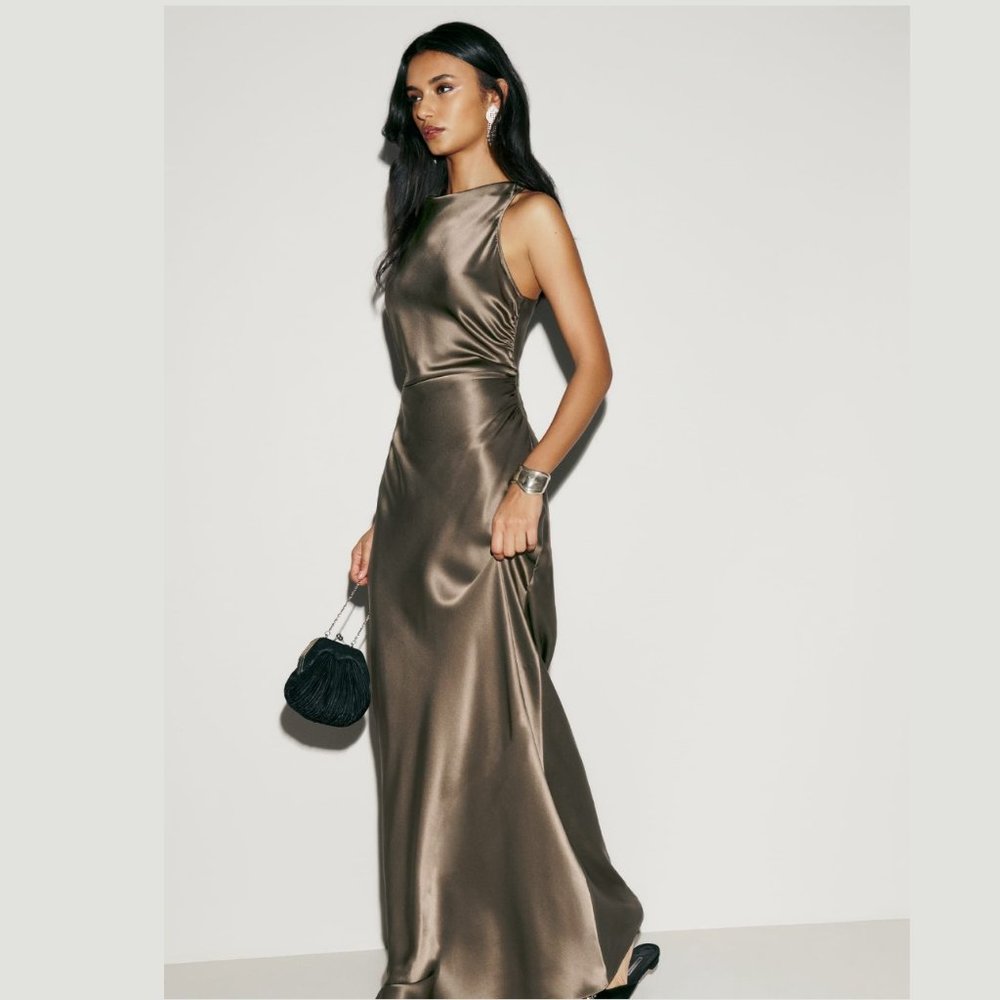 Reformation Anaiis Silk Dress in Morel | 🍃 Spring Lighting Sale 🍃 - Picture 5 of 8